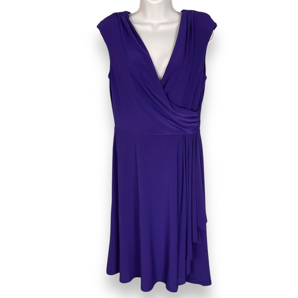 Ralph Lauren Dress Faux Wrap Jersey Size 10 MENDED Knee Length Hem Office Career